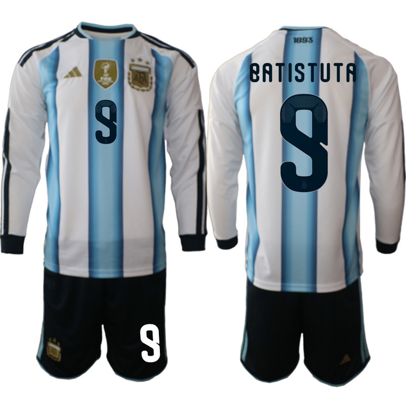 Men Argentina Long sleeve home 010 style 2026 World Cup Soccer jersey